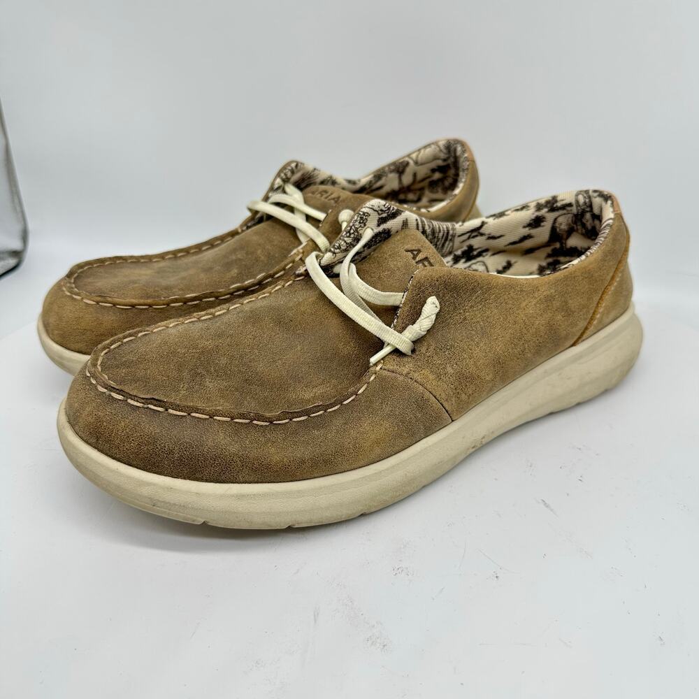 Ariat Hilo Casual Brown Slip-On Moc Toe Bomer Western Loafers Mens Size 11